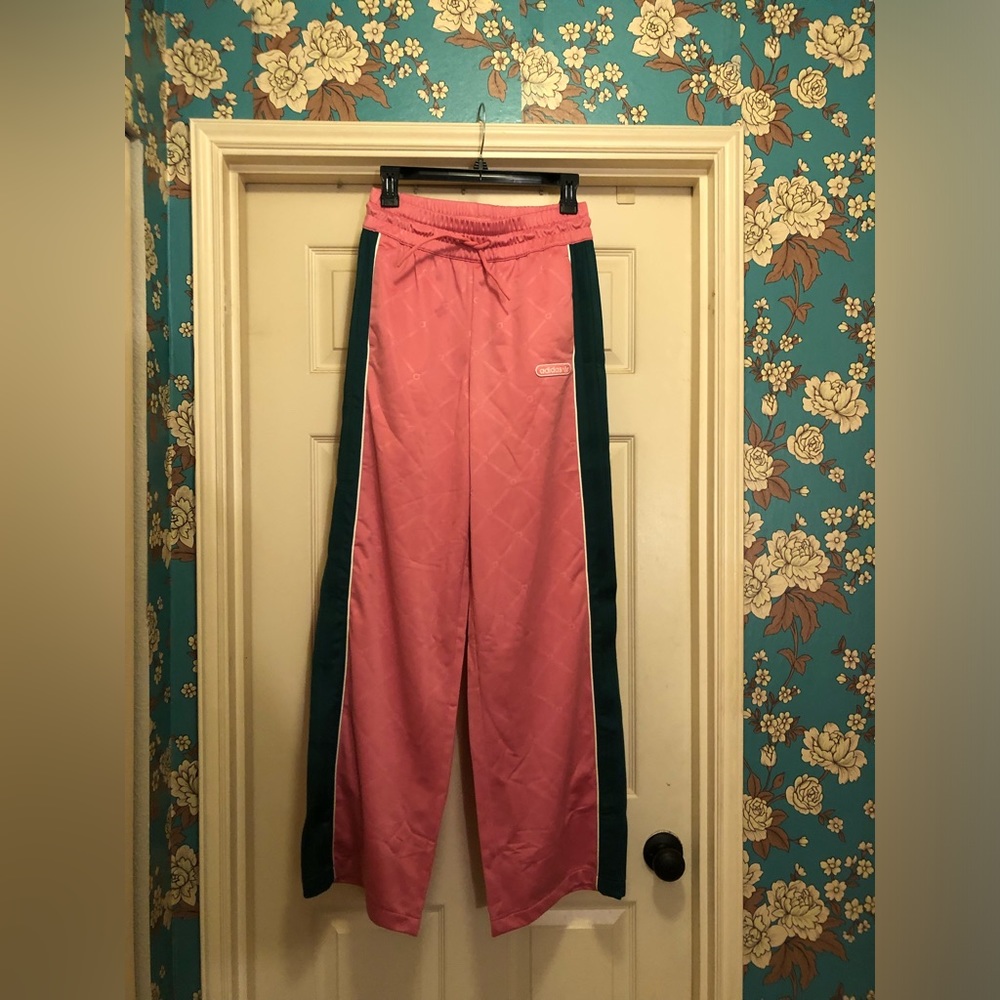 Pink and Green Adidas Track Pants